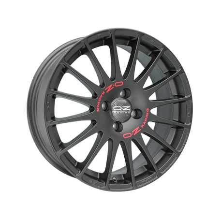 Jante aluminium OZ Superturismo GT, 6,5x15 ET43 4x100 68, matt schwarz mit roter Schrift