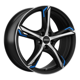 Jante aluminium Ronal R62 Blue, 8,5x20 ET30 5x112 76, jetblack-matt-frontkopiert blue