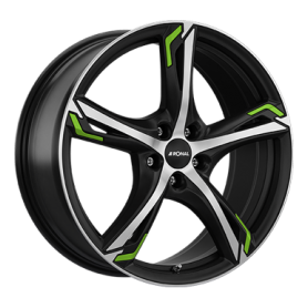 Jante aluminium Ronal R62 Green, 8,5x20 ET50 5x108 76, jetblack-matt-frontkopiert green