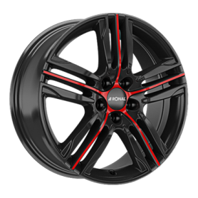 Jante aluminium Ronal R57 MCR, 7,5x19 ET50 5x114,3 82, jetblack-red spoke