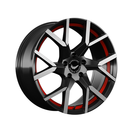 Jante aluminium Barracuda Tzunamee Evo, 8x18 ET43 5x100 73,1, dark gunmetal brushed undercut Trimline red