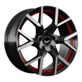 Jante aluminium Barracuda Tzunamee Evo, 8x18 ET40 5x108 73,1, dark gunmetal brushed undercut Trimline red