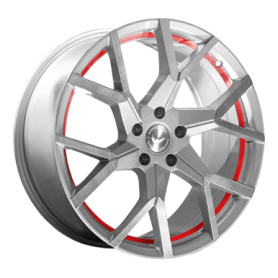 Jante aluminium Barracuda Tzunamee Evo, 8x18 ET43 5x100 73,1, silver brushed undercut Trimline red