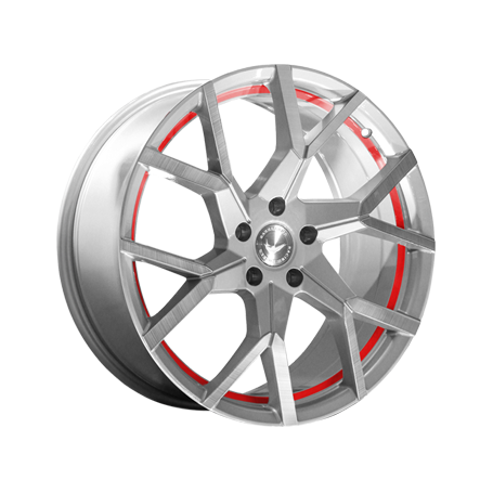 Jante aluminium Barracuda Tzunamee Evo, 8x18 ET43 5x100 73,1, silver brushed undercut Trimline red